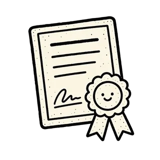 認定証とメダルの線画